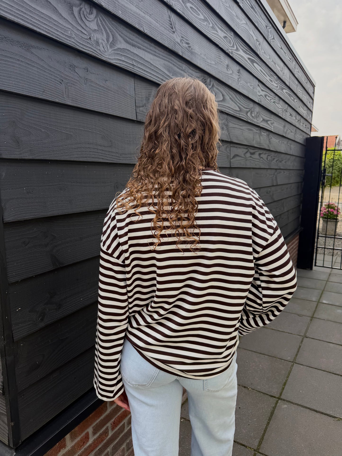 Jill Gestreepte Longsleeve Bruin Wit