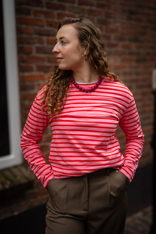 Lola Longsleeve  Roze Gestreept